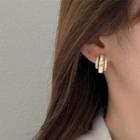 Shell Rhinestone Open Hoop Earring 1 Pair - Earrings - 925 Silver - Gold - One Size