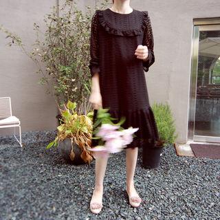 Ruffle-hem Laced Midi Dress