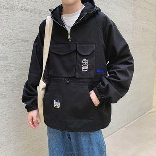 Hooded Half-zipped Jacket