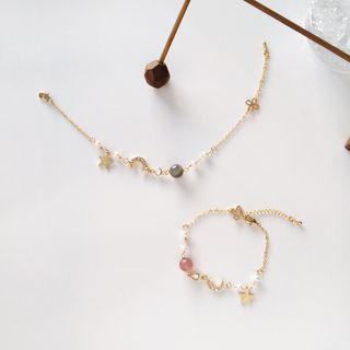 Faux Pearl Moon-and-star Bracelet