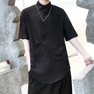 Short-sleeve Half Button Shirt