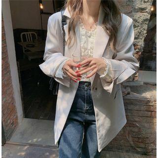 Lace Long-sleeve Blouse / Plain Long-sleeve Blazer