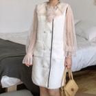 Double-breasted Tweed Shift Pinafore Dress