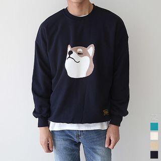 Dog-appliqu  Boxy Sweatshirt