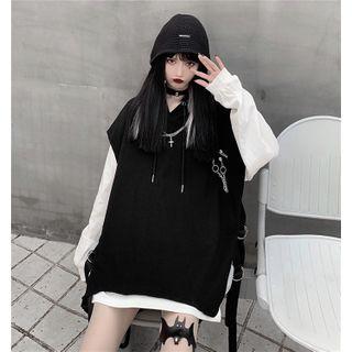 Plain Hood Vest / Sweatshirt