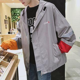 Color Block Reflective Hooded Zip Jacket