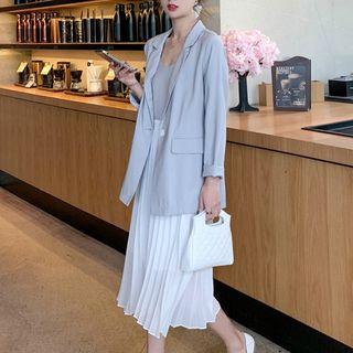 Single Button Blazer / Strappy Midi Dress