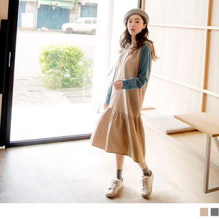 Two Tone Corduroy Hooded Dress