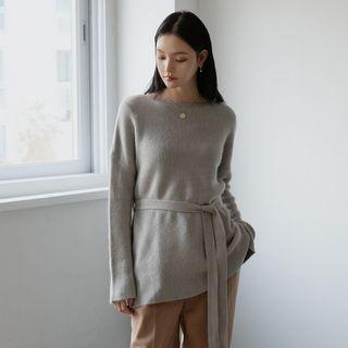 Rib-knit Top With Sash