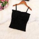 Flower Embroidered Beaded Camisole Top Black - One Size