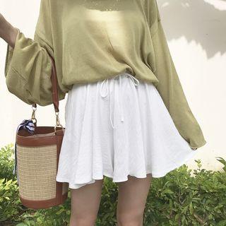 Plain Elastic-waist Skort