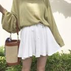 Plain Elastic-waist Skort