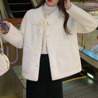 Lace Trim Collared Single-breasted Jacket
