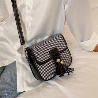 Flap Houndstooth Mini Crossbody Bag