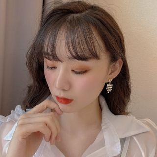 Rhinestone Fringe Earring 1 Pair - Love Tassel Earring - One Size