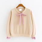 Mock Two-piece Bow-accent Sweatshirt