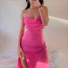 Spaghettis Strap Plain Cutout Slit Dress