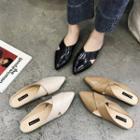 Faux Leather Pointed Slide Sandals