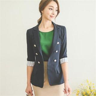 3/4-sleeve Double-breasted Jacket