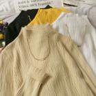 Mock-neck Pleated Top With Chain