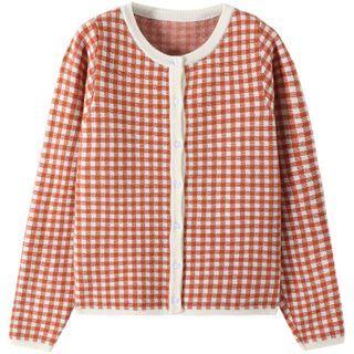 Gingham Cardigan Gingham - Red - One Size