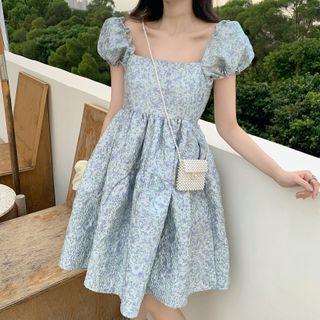 Short-sleeve Texture Mini A-line Dress