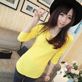 Half-placket Ribbed Top
