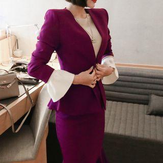 Set: Single Button Blazer + Mermaid Midi Skirt
