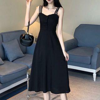 Strappy Midi A-line Dress Black - One Size