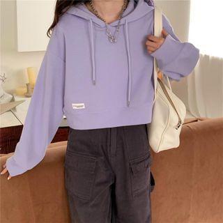 Plain Applique Cropped Hoodie