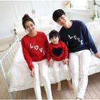 Family Matching Lettering / Heart Print Pullover
