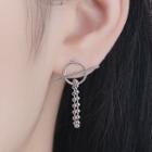 Moon & Geometric Chained Asymmetrical Earring 1 Pair - Silver - One Size