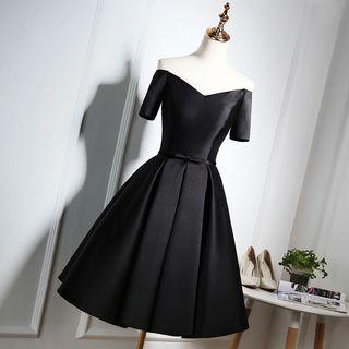 Short-sleeve Off Shoulder Mini Prom Dress