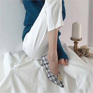 Patterned Tweed Pumps In 2 Heights