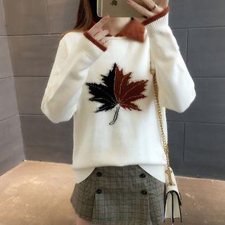 Maple Print Collared Sweater