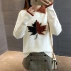 Maple Print Collared Sweater