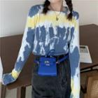 Crewneck Tie-dye Long-sleeve Top As Shown In Figure - One Size