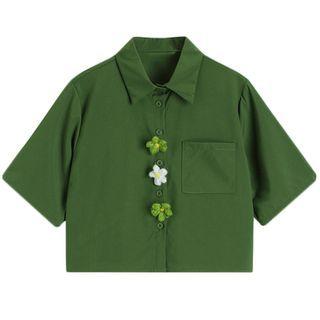 Flower Accent Crop Shirt