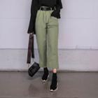 Band-waist Cropped Pants With Belt