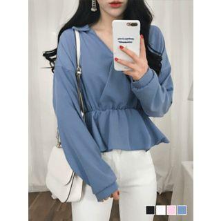 Wrap-front Peplum Blouse
