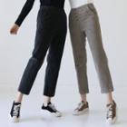 Button-trim Corduroy Straight-cut Pants