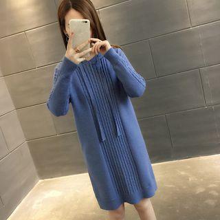 Long-sleeve Hooded Cable Knit Dress