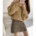 Cold Shoulder Sweater / Leopard A-line Skirt
