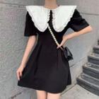 Short-sleeve Wide-collar Mini A-line Dress