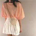 Striped Loose-fit Short-sleeve T-shirt / Plain Skorts