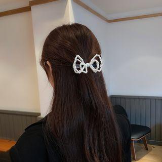 Faux Pearl Ribbon Hair Clip