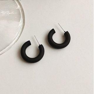 Mini Open Hoop Earring 1 Pair - Black - One Size