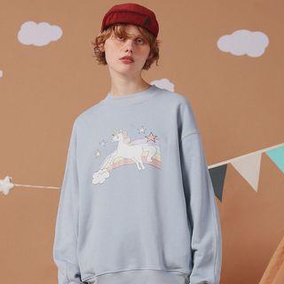 Unicorn Printed Long-sleeve Sweatshirt