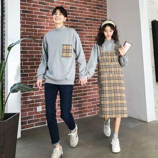 Couple Matching Plaid Midi Jumper Dress / Pullover / Set