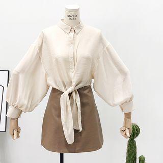 Dip-front Asymmetric Plain Shirt